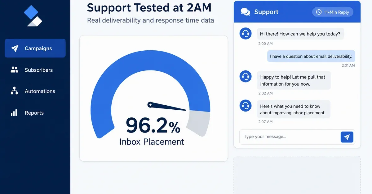 AWeber review 2026 — deliverability and 2AM support test results